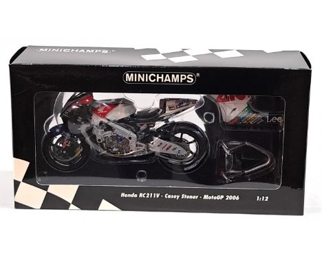 Minichamps, 1:12 Scale, Honda RC211V &ndash; Casey Stoner - MotoGP 2006, boxed.&nbsp; Although unchecked for completeness con