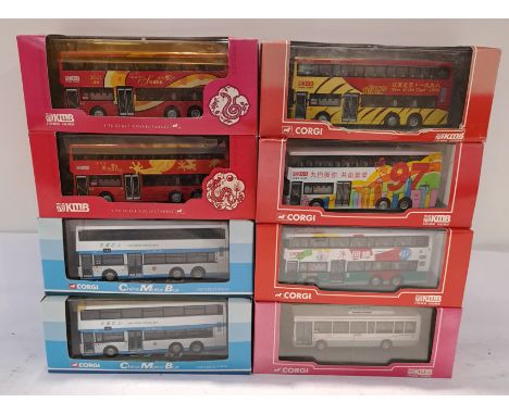 Corgi, a boxed Group of 1:76 Scale Chinese Buses. Includes 43215 The Kowloon Motor Bus Company Year of the Tiger 1998 with ot