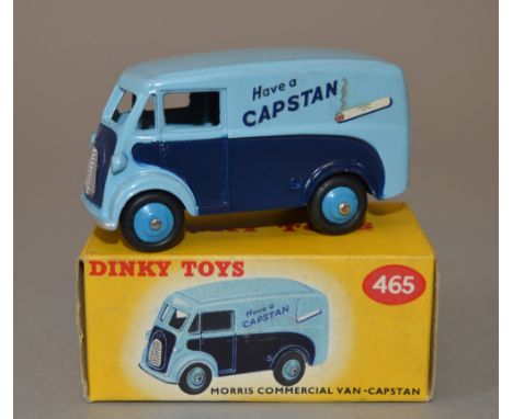 Dinky Toys 465 Morris Commercial Van 'Capstan', in light and dark blue. VG with VG box.