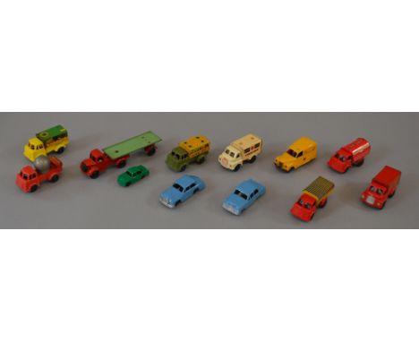 8 Friction & clockwork Wells Brimtoy Pocketoy vehicles together with 4 others by Triang Minic, Dibro etc. (12)