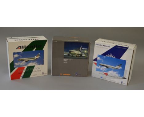 Inflight 200. 1:200 scale. Diecast aircraft. McDonnel Douglas DC-10-30. British Airways, Lufthansa & Alitalia liveries. VG bo