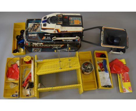 Mixed lot. Including MB electronics Big Trak & trailer, Meccano, Subbuteo & Hornby railway items. Overall F.