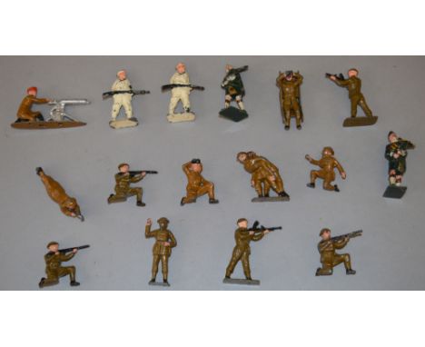 Quantity of assorted toy soldiers, metal, mostly Johillco. Conditions vary. (16)