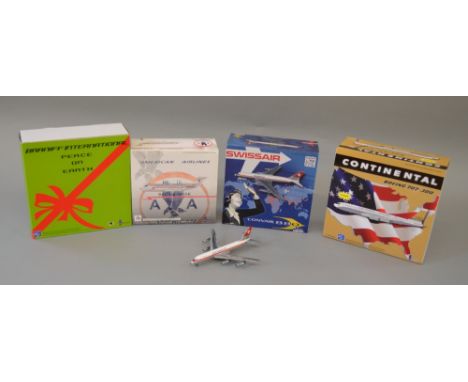 Inflight 200. 1:200 scale. Diecast aircraft. Includes Continental Airlines Boeing 707, Braniff International Boeing 707, Amer