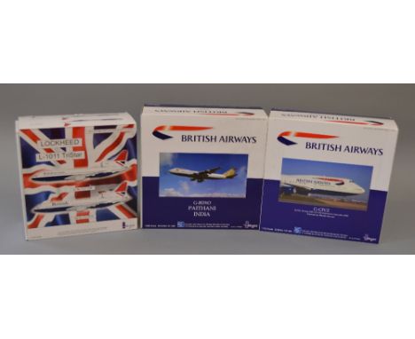 Inflight 200. 1:200 scale. Diecast aircraft. British Airways Lockheed L-1011 Tristar, Boeing 747-436 & Boeing 747-20. All VG 