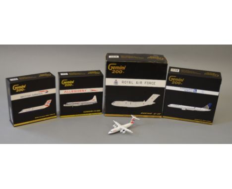 Gemini Jets 1:200 scale diecast aircraft. Includes British Airways, British Aerospace (BAE) 146/RJ-85. Royal Air Force, Boein