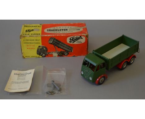Shackleton Foden FG6 Tipper Lorry - green cab, tipper body with pale light grey bed, gold/red label to inside front of tipper