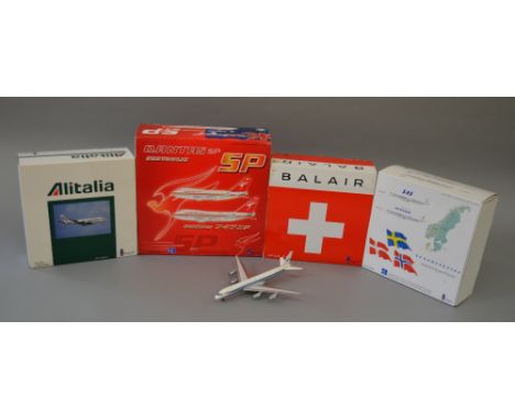 Inflight 200. 1:200 scale. Diecast aircraft. Includes Alitalia DC-8 62, Scandinavian DC-8-62, Balair DC-8-62 & Quantas Boeing