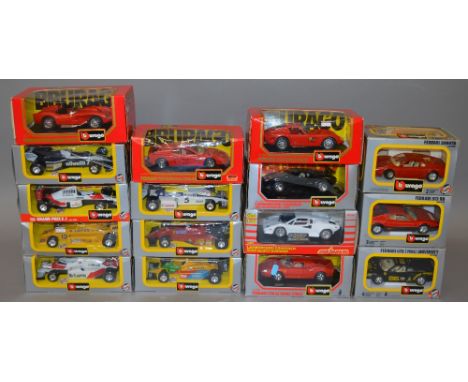 16 x Bburago & Majorette 1:24 scale model cars. Includes F1 models.