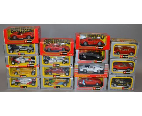 16 x Bburago & Majorette 1:24 scale model cars. Includes F1 models.