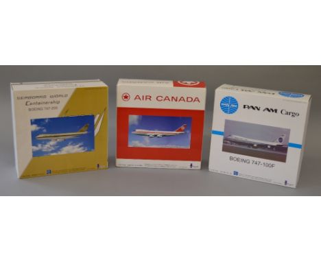 Inflight 200. 1:200 scale. Diecast aircraft. Includes Pan Am Boeing 747-100F, Air Canada Boeing 747-233BM & Seaboard World Bo