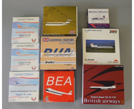 1:200 scale diecast aircraft. Various manufacturers. Includes Bristol Brittania, Vickers VC-10, etc. Some Limited Editions. A