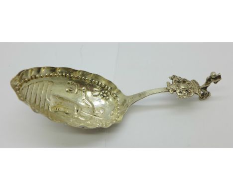 A continental white metal caddy spoon 