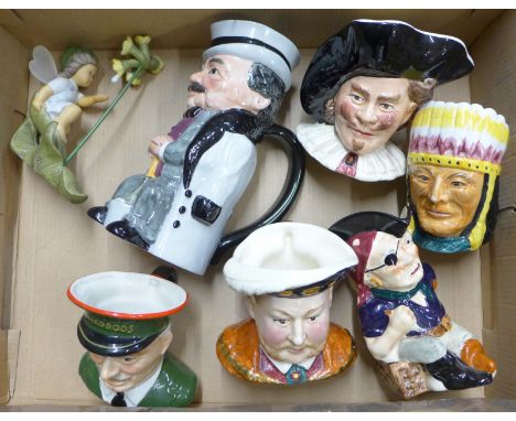 A collection of character jugs including Sylvac, Carlton Ware, Crown Devon and a Goebel figure **PLEASE NOTE THIS LOT IS NOT 