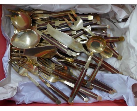 A six setting bronze and teak cutlery service, seventy-eight pieces in total **PLEASE NOTE THIS LOT IS NOT ELIGIBLE FOR POSTI