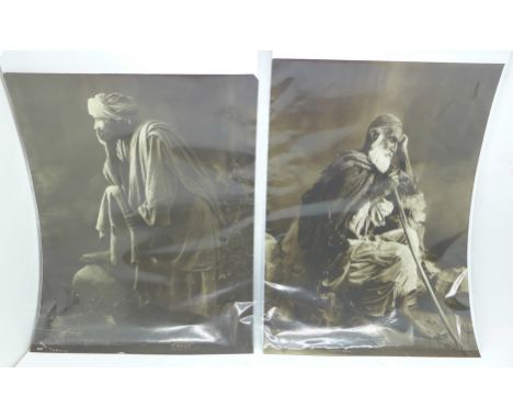 R. B. Holmes, Peshawar, India, vintage photographs, The Tribesman and The Old Pathan, signed and inscribed in the image, copy