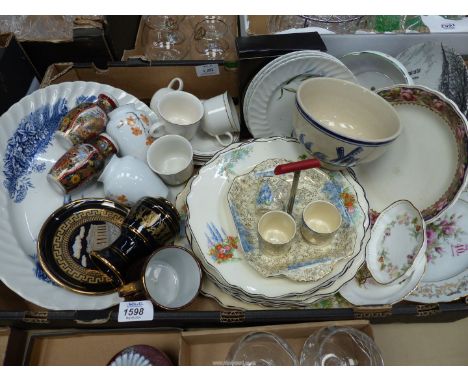 A quantity of china to include a Delft bowl, six Myott Staffordshire 'Lynton' dinner plates, four dessert plates and a servin