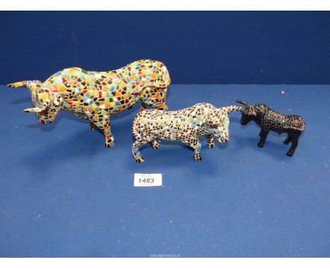 Three Barcino mosaic ceramic Bulls.