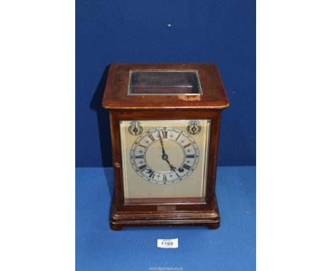 A Mahogany cased Bracket Clock having bevelled glass panels, the two train movement by Birch & Gaydon, 153 Fenchurch Street, 