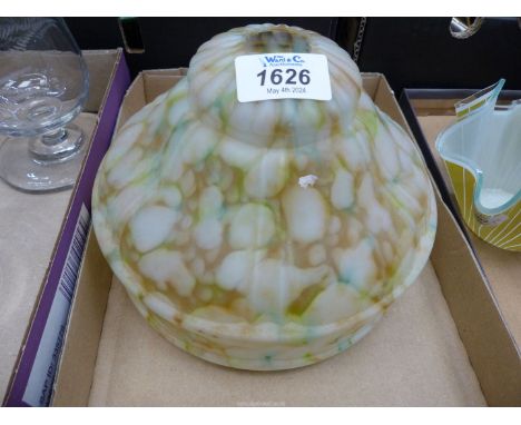 A vintage glass lamp shade yellow mottled effect 8" diameter.