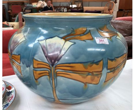 A Minton's large "Secessionist" jardinière with light blue ground (crazing to shoulders and neck, hairline to rim) 