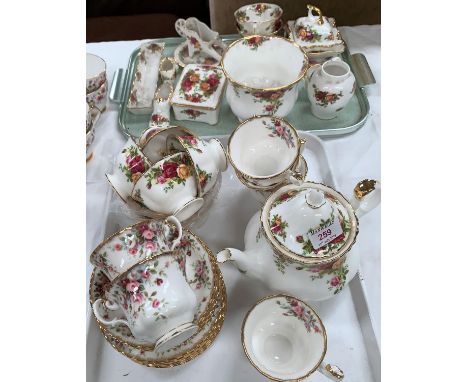 A Royal Albert Old Country Roses 13 piece part tea set with teapot; 15 pieces of trinket ware; 13 piece of Royal Albert "Cott