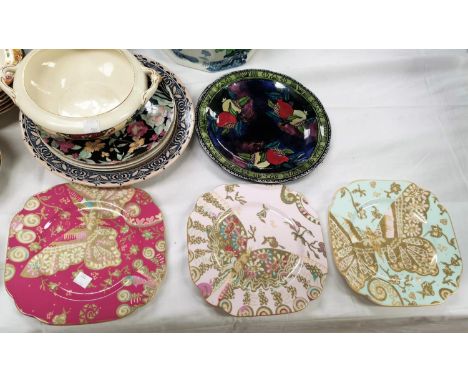 A Losol "Langham" jardinière; another, blue and green leaf pattern; a blue &amp; white tureen; etc.; A Mason's Regency part d