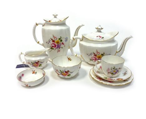 ROYAL CROWN DERBY 'DERBY POSIES' TEA AND DINNER SERVICEto comprise nine tea cups and nine saucers, nine side plates, teapot, 