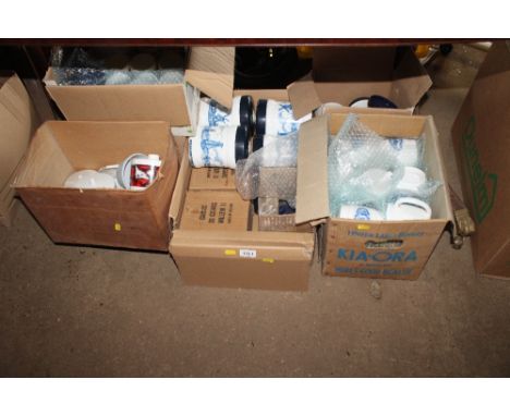 A quantity of various plastic and ceramic storage jars, mugs, bottles etc