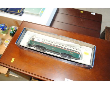 A scale limited edition diecast Corgi model of a vintage bus