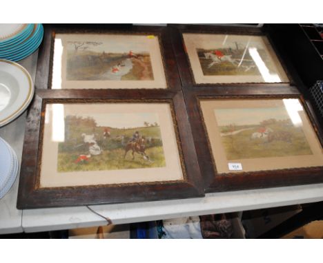 A set of four hunting prints