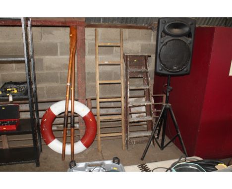 A small wooden ladder