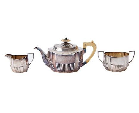 A VICTORIAN THREE PIECE BATCHELORS TEA SERVICE BY HARRISON BROTHERS AND HOWSON A VICTORIAN THREE PIECE BATCHELORS TEA SERVICE