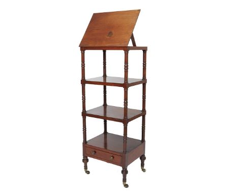 A GEORGE III MAHOGANY FOUR TIER LIBRARY WHATNOT A GEORGE III MAHOGANY FOUR TIER LIBRARY WHATNOT, CIRCA 1820 The adjustable hi