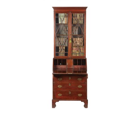 A GOOD GEORGE III MAHOGANY SECRETAIRE BOOKCASE A GOOD GEORGE III MAHOGANY SECRETAIRE BOOKCASE, CIRCA 1770 With step moulded p