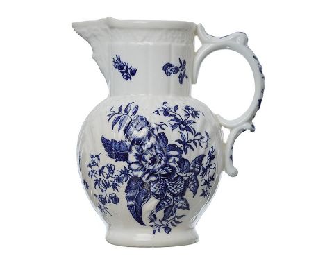 A CAUGHLEY PORCELAIN BLUE AND WHITE MASK JUG Of typical form A CAUGHLEY PORCELAIN BLUE AND WHITE MASK JUG Of typical form, pa