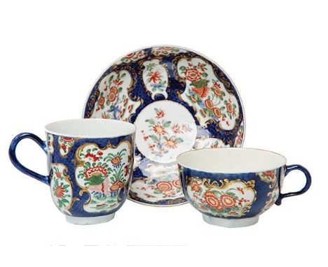 A WORCESTER DR WALL PORCELAIN CUP AND SAUCER AND COFFEE CUP A WORCESTER DR WALL PORCELAIN CUP AND SAUCER AND COFFEE CUP, CIRC