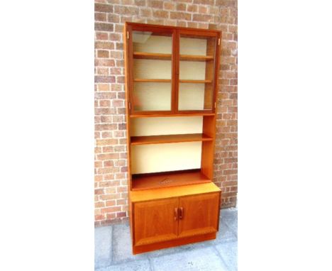 A G PLAN DISPLAY CABINET  with twin glazed doors over shelf and two-door cupboard base, 84cm wide 46cm deep 198cm high