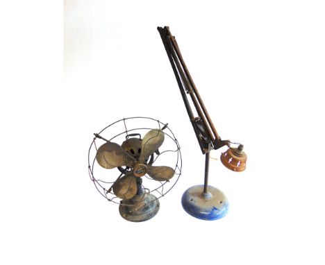 AN EARLY ELECTRIC TABLE FAN  with manufacturers label for 'VERITYS ASTON BIRMINGHAM' 42cm high, together with a large machini