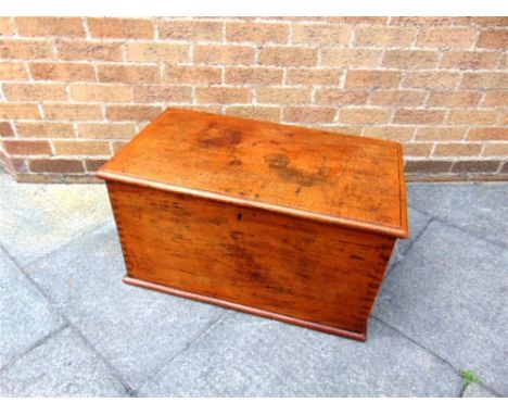 A BURMESE HARDWOOD TRUNK  with iron carrying handles, inscribed to interior 'made in Burma 1847 by a Chinaman', 77cm wide 44c