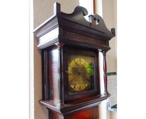 A GEORGE III OAK CASED LONGCASE CLOCK,  the brass dial with Roman numerals and calendar aperture signed 'Webster Salop', the 