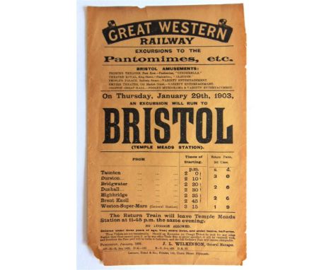 RAILWAYANA - ASSORTED EPHEMERA comprising Great Western Railway leaflets for excursions to Bristol (from Taunton) 1903; and t