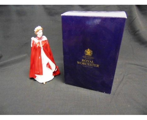 A BOXED ROYAL WORCESTER COMMEMORATIVE FIGURE  'In Celebration of The Queens 80th Birthday 2006 Dressed in the Robes of The Or