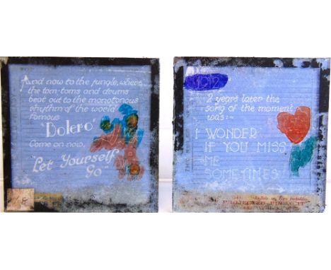 A COLLECTION OF MAGIC LANTERN SLIDES comprising song verses and related introductory titles, (over 150).