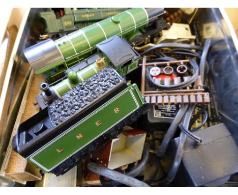 A Miscellaneous Collection of Hornby Railway items, including Flying Scotsman and Tender Drive plus three matching carriages,