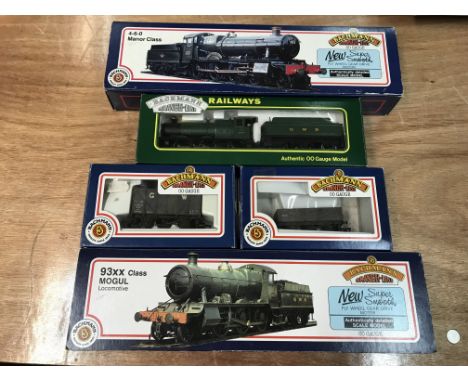 Bachmann Branchline locomotives, OO gauge,boxed, 93xx class Mogul and a 4-6-0 Manor class, 22 class collett goods locomotive 