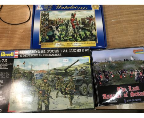 1:72 scale boxed model kits by Revell, Italeri and Strelets