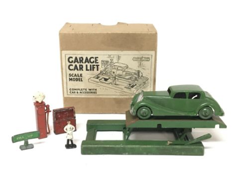 Crescent toys, Garage car lift, scale model complete with car and accessories, boxed