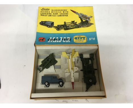 Corgi Major toys, Gift set #4, Bristol Bloodhound guided missile with launch ramp, loading trolly and RAF Land Rover, boxed ,