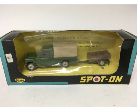 Triang Spot on, 1:42 scale, #308 LWB Land Rover and trailer, boxed, damage to box window